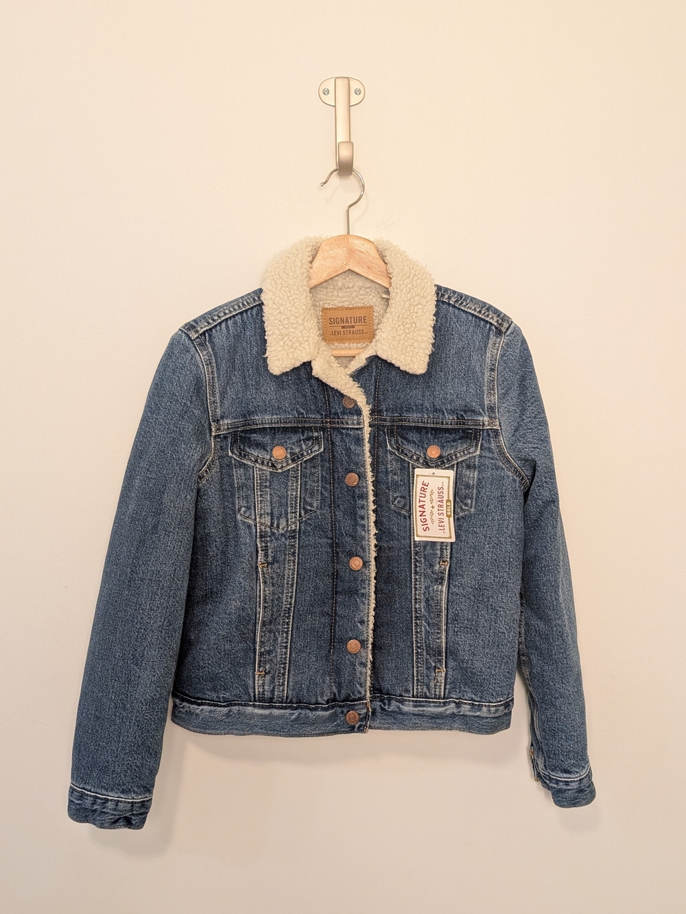 Levi's Denim Sherpa-Lined Jacket in Blue Blue Wash Women's Size Small